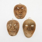 GROUP OF 3 INUIT BONE MASKS WI
