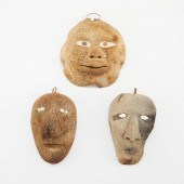 GROUP OF 3 INUIT BONE MASKSGro