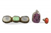 GROUP OF 3: JADEITE PIN , CORA