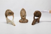 GROUP OF 3 LARGE INUIT BONE CA
