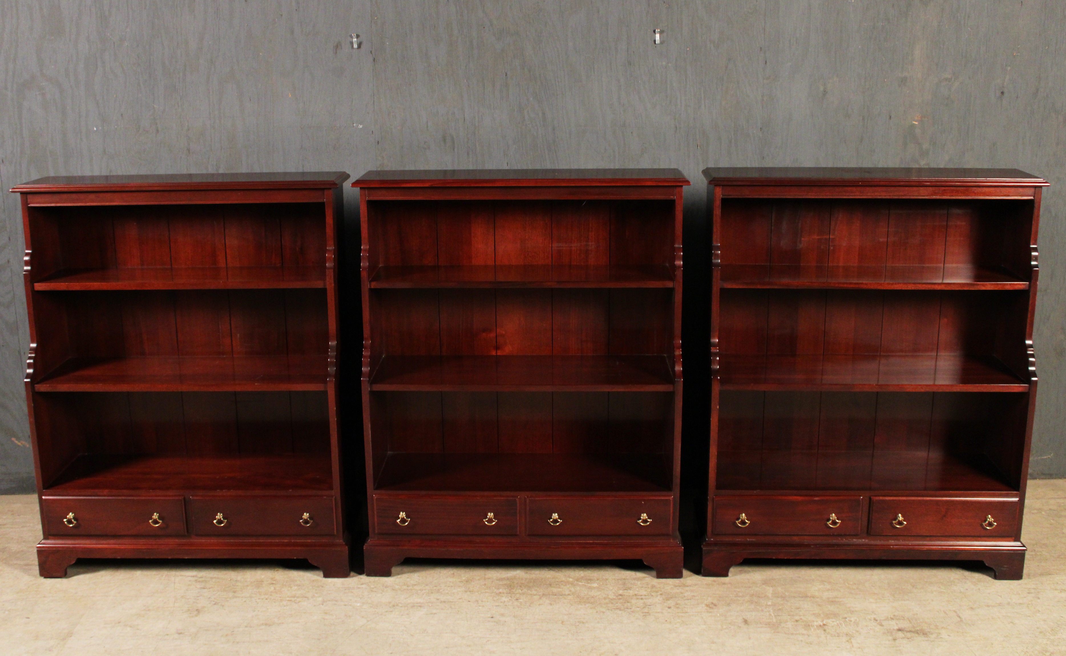 GROUP OF 3 TWO DRAWER LIBRARY
