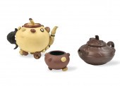 GROUP OF 3 ZISHA TEAPOTS AND W