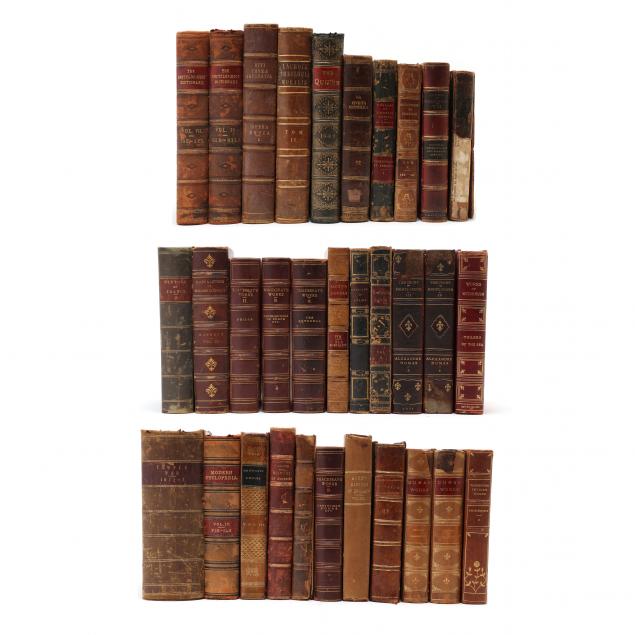 GROUP OF 32 ANTIQUE LEATHERBOUND
