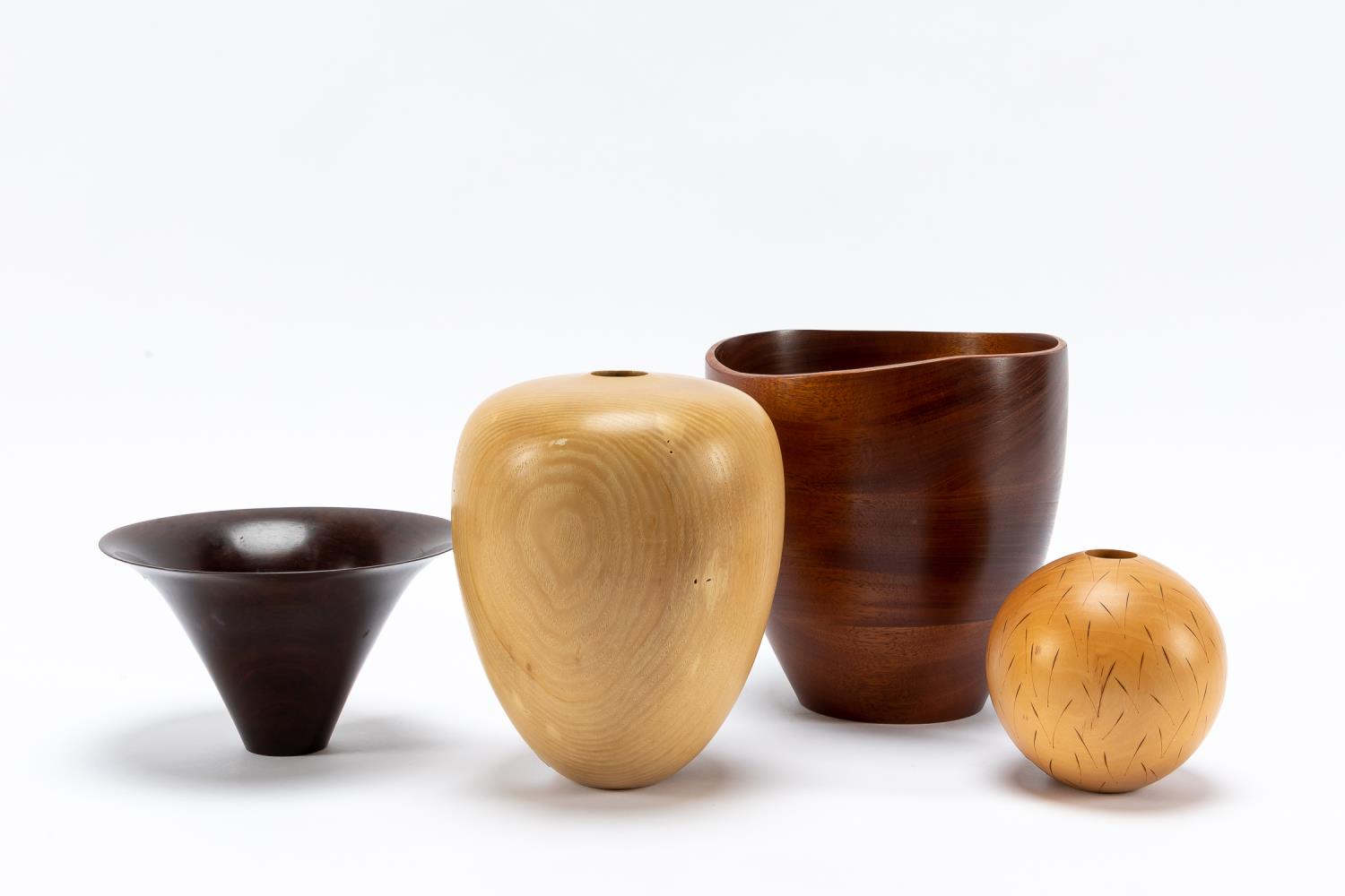 GROUP OF 4 AMERICAN TURNED WOOD