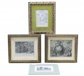 GROUP OF 4 ANTIQUE ETCHINGS Gr
