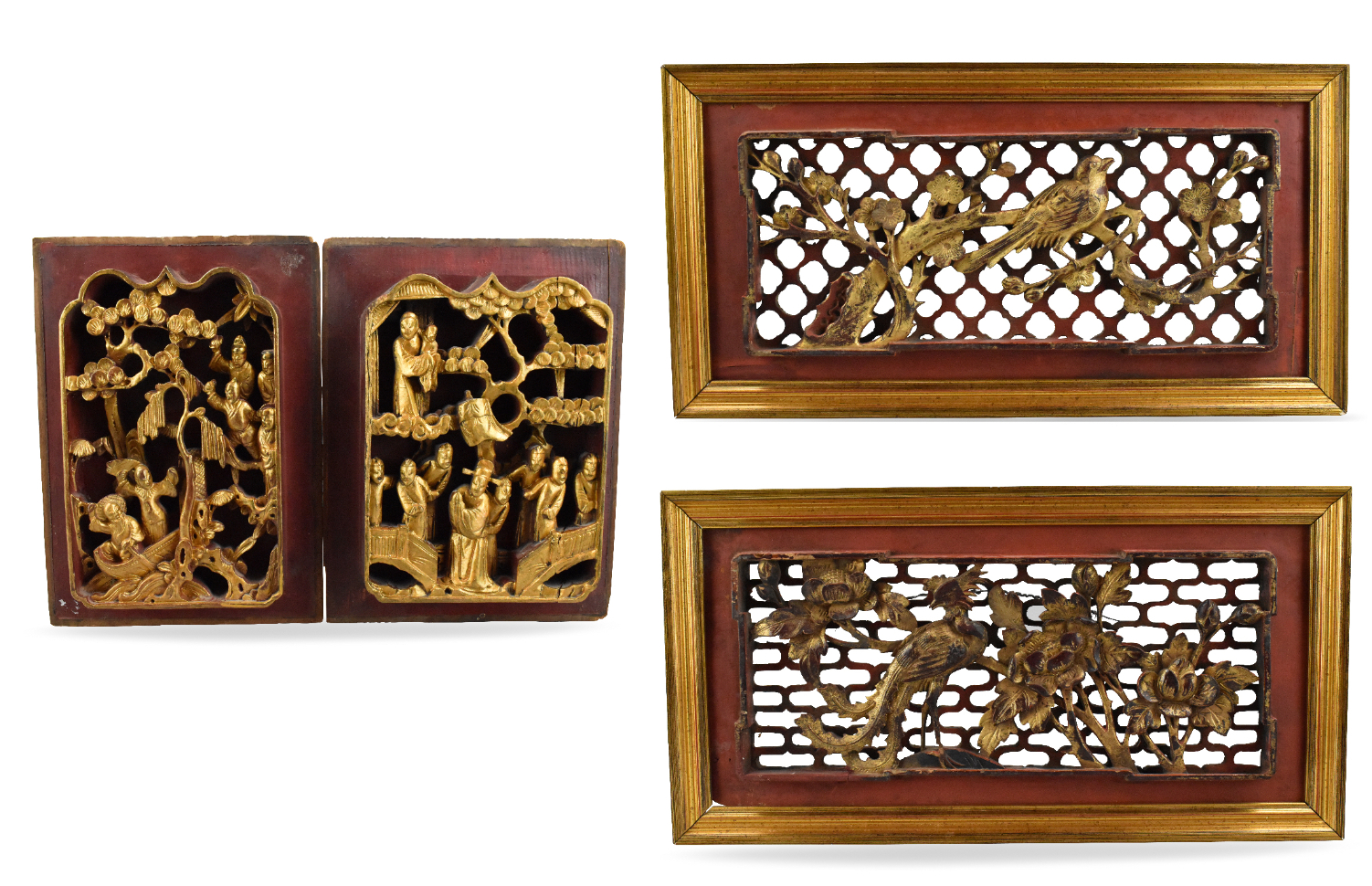 GROUP OF 4 CHINESE GILT LACQUERED