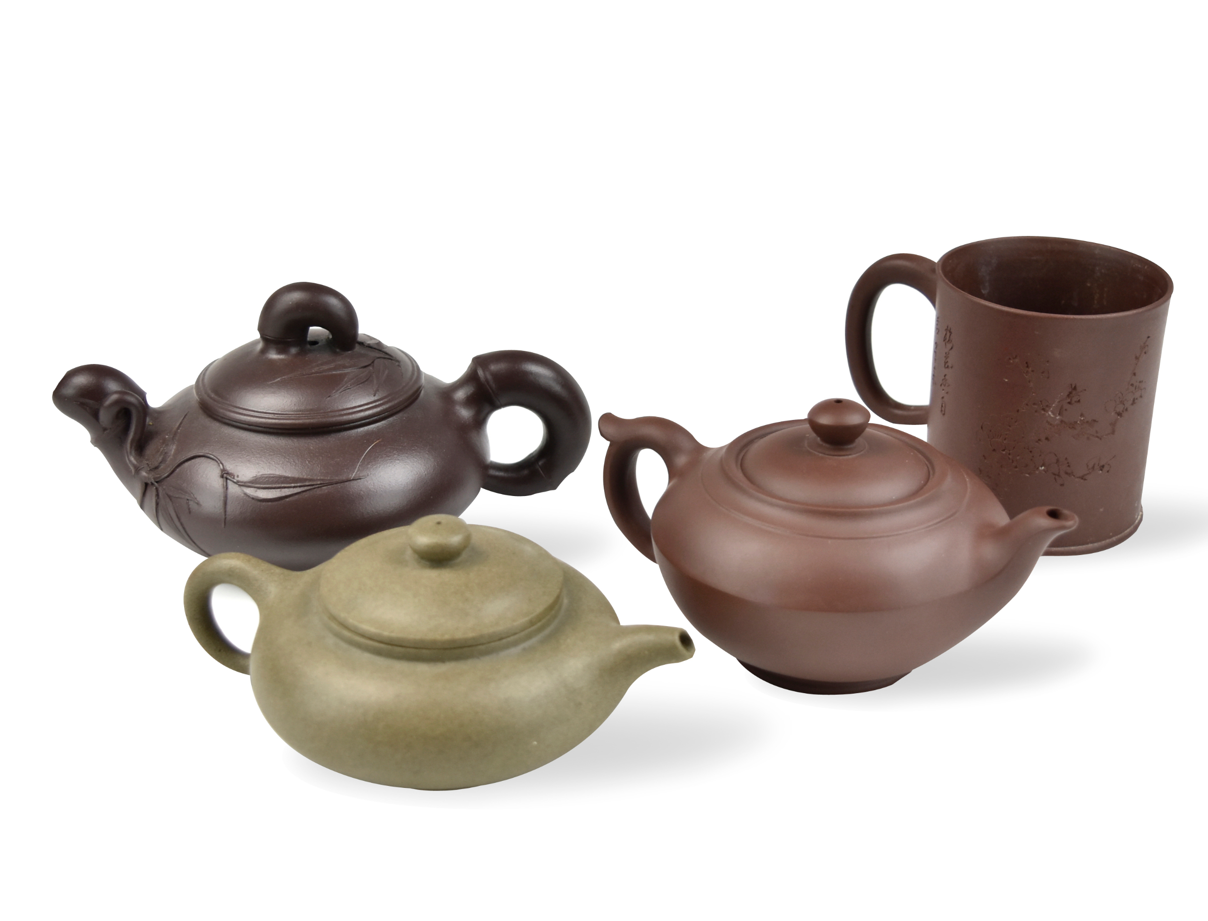 GROUP OF 4 CHINESE ZISHA TEAPOTS