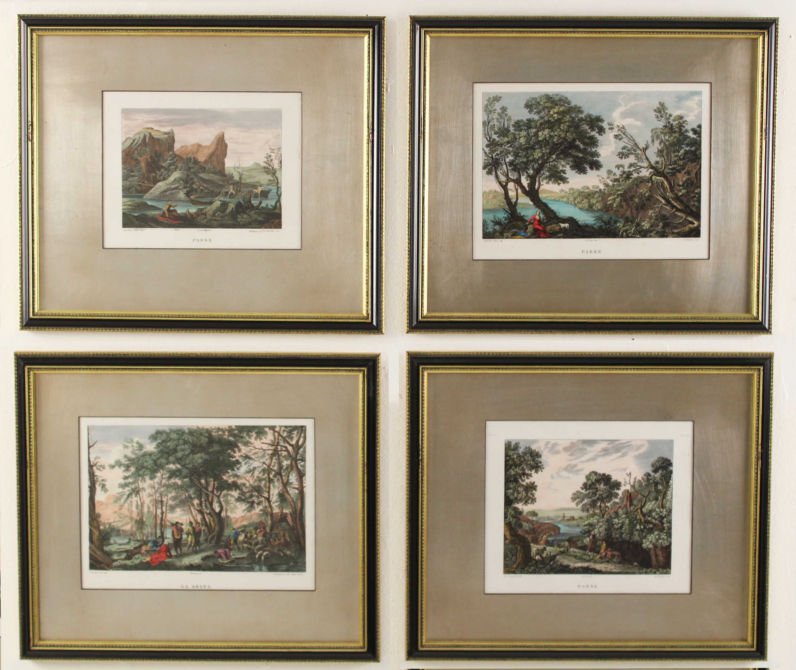 GROUP OF 4 COLORED STEEL ENGRAVINGS