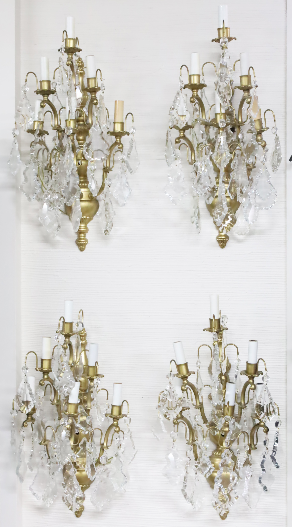 GROUP OF 4 FIVE LIGHT CRYSTAL