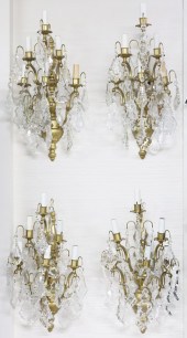 GROUP OF 4 FIVE LIGHT CRYSTAL