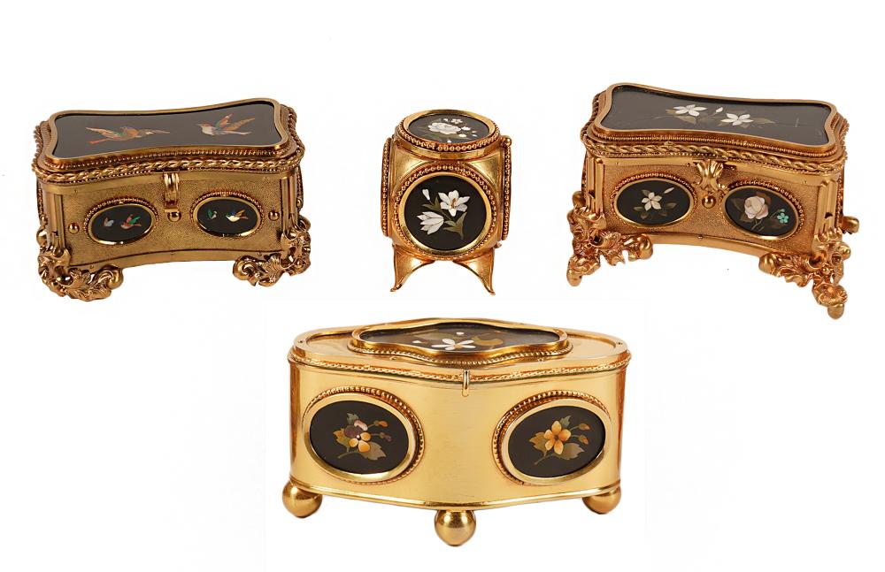GROUP OF 4 GILT MOUNTED PIETRA DORA