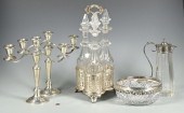 GROUP OF 4 GLASS & SILVER ITEM