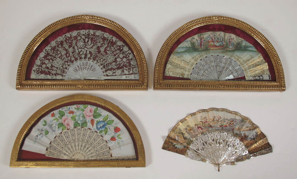 GROUP OF 4 HAND PAINTED OR LACE