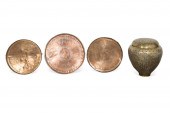 GROUP OF 4 LARGE COPPER AND BR