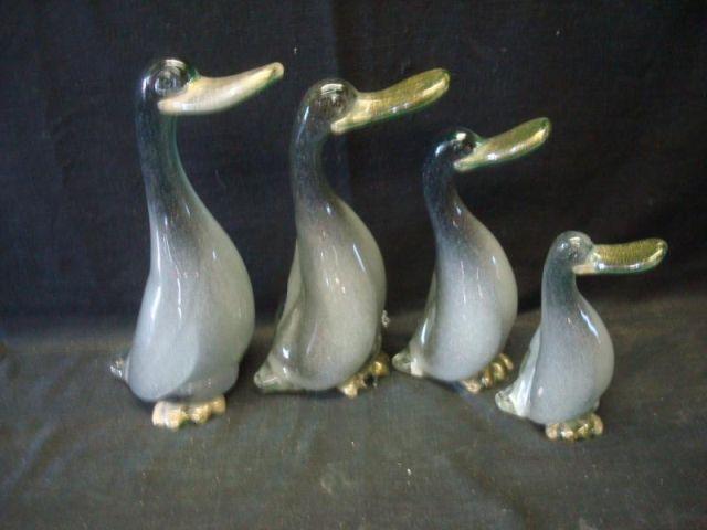 Group of 4 Murano Glass Ducks.
