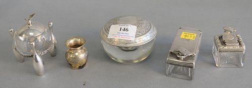 GROUP OF 4 SILVER AND CRYSTAL