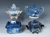 GROUP OF 4 STAFFORDSHIRE BLUE