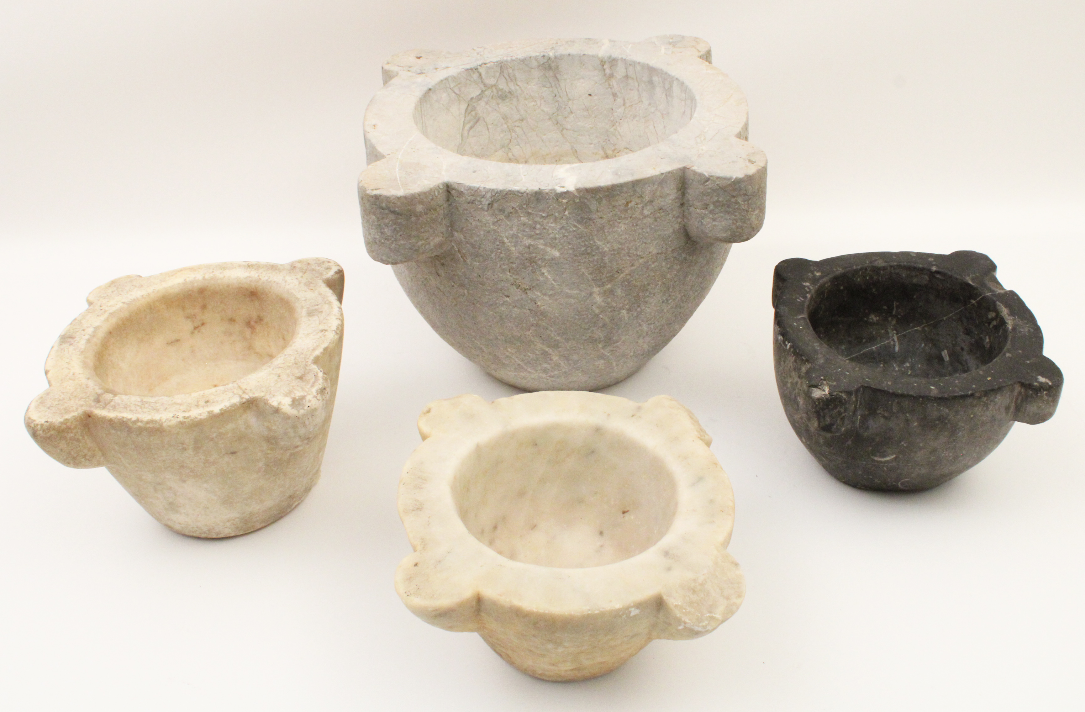 GROUP OF 4 STONE MORTARS GROUP OF 4