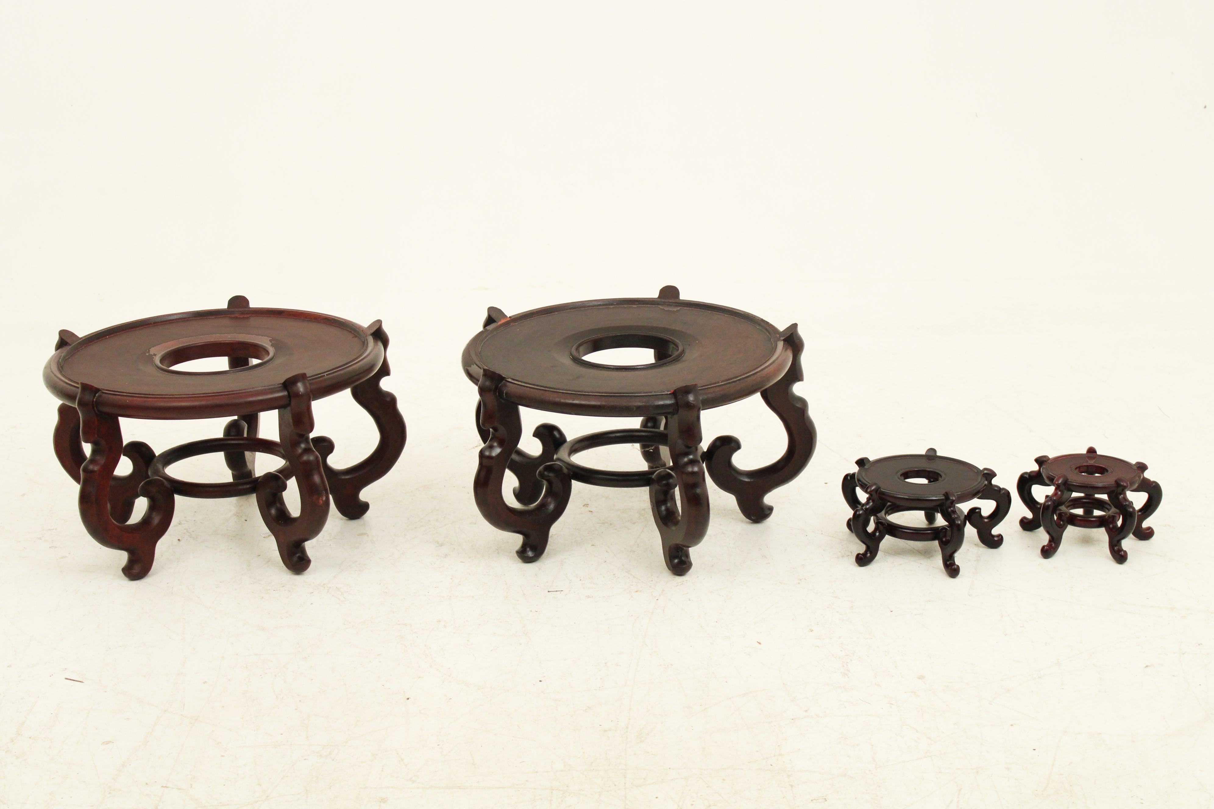 GROUP OF 4 TEAKWOOD STANDS GROUP OF