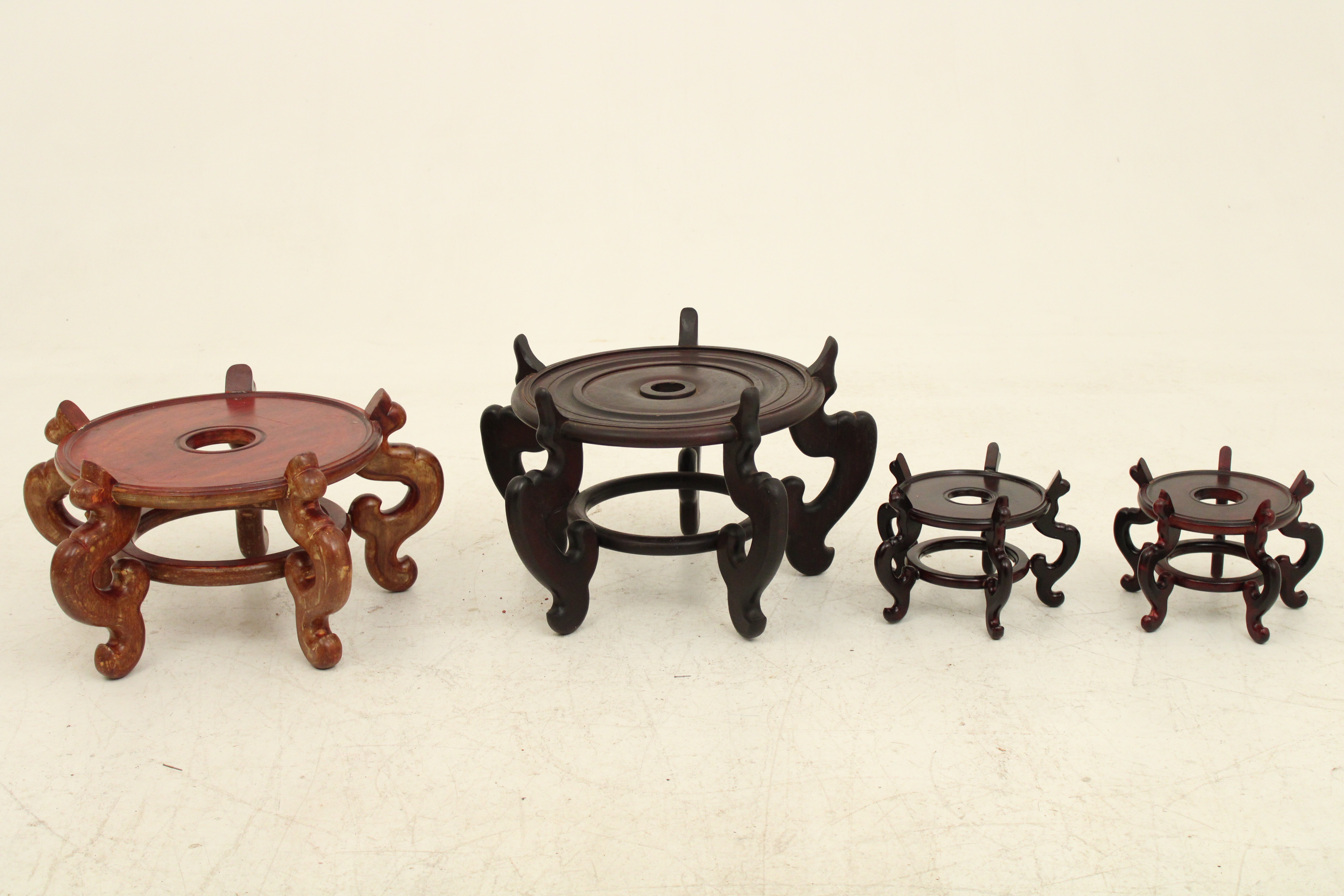 GROUP OF 4 TEAKWOOD STANDS GROUP OF