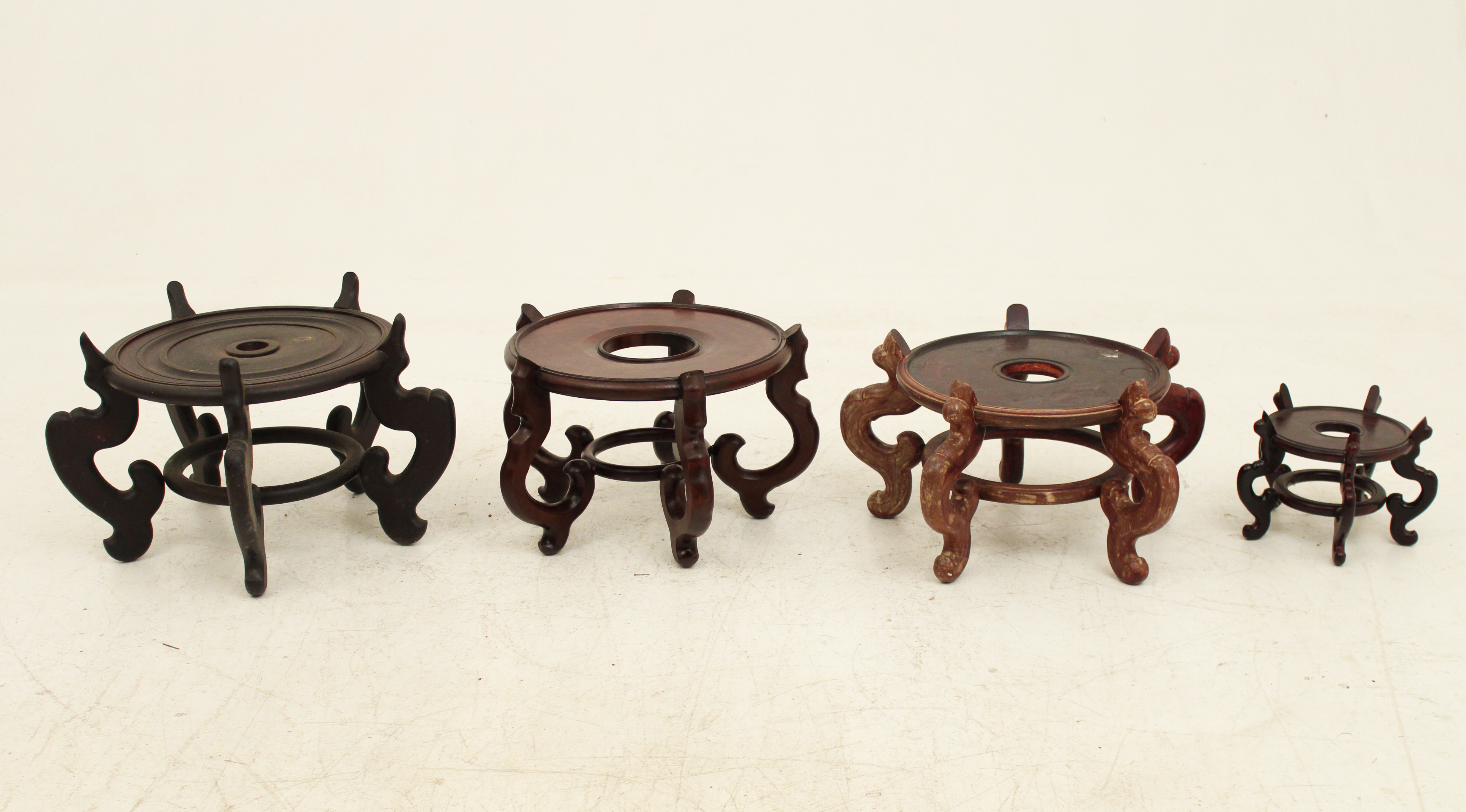 GROUP OF 4 TEAKWOOD STANDS GROUP OF