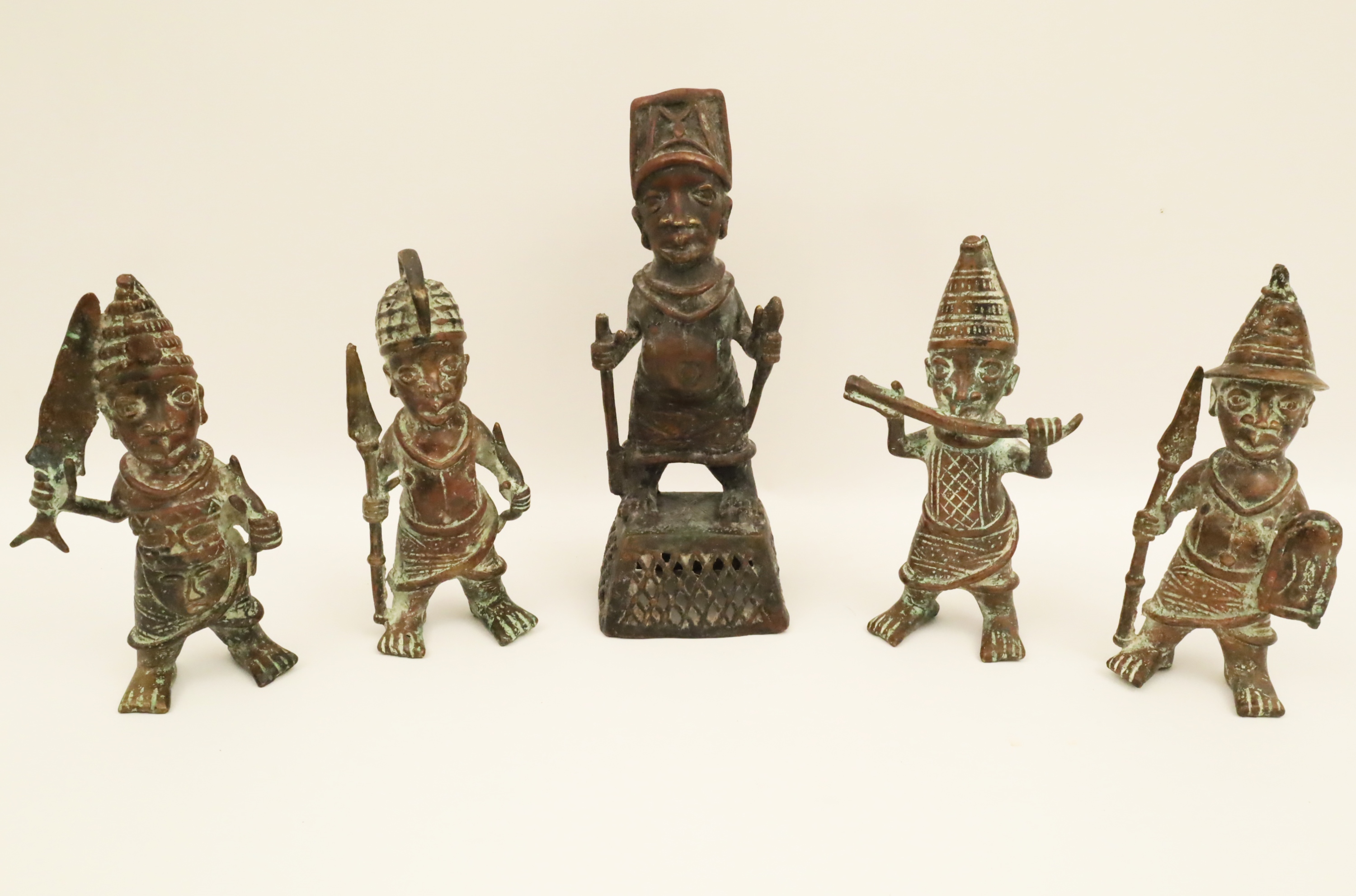 GROUP OF 5 AFRICAN BRONZE FIGURES