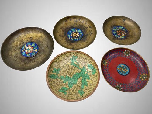 GROUP OF 5 CHINESE CLOISENNE