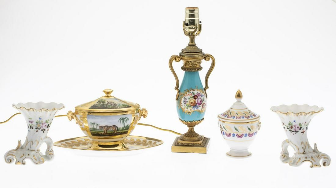 GROUP OF 5 FRENCH PORCELAIN
