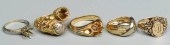 GROUP OF 5 GOLD RINGS, 10K, 14