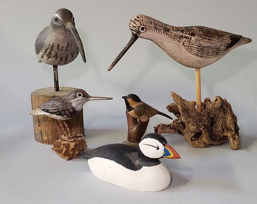 GROUP OF 5 HAND CARVED AND