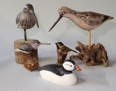 GROUP OF 5 HAND CARVED AND PAI