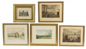GROUP OF 5 HANDCOLORED ENGRAVI