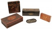 GROUP OF 5 INLAID WOOD AND LAC