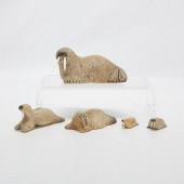 GROUP OF 5 INUIT CARVED BONE W