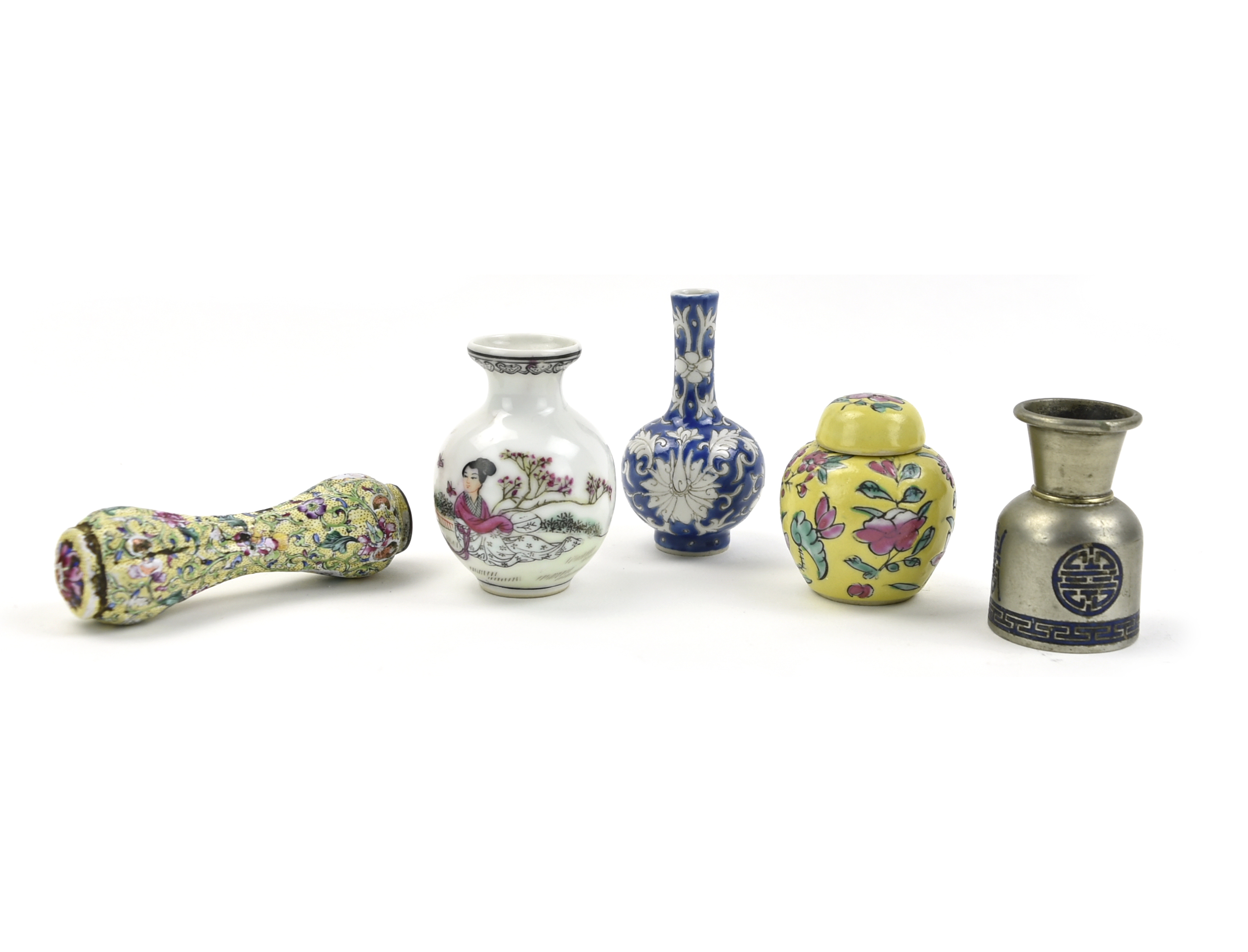 GROUP OF 5 MINIATURE VASE,