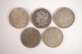 GROUP OF 5 MORGAN SILVER DOLLA