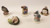 GROUP OF 5 PORCELAIN BIRD MODE
