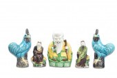 GROUP OF 5 SANCAI GLAZED PORCE