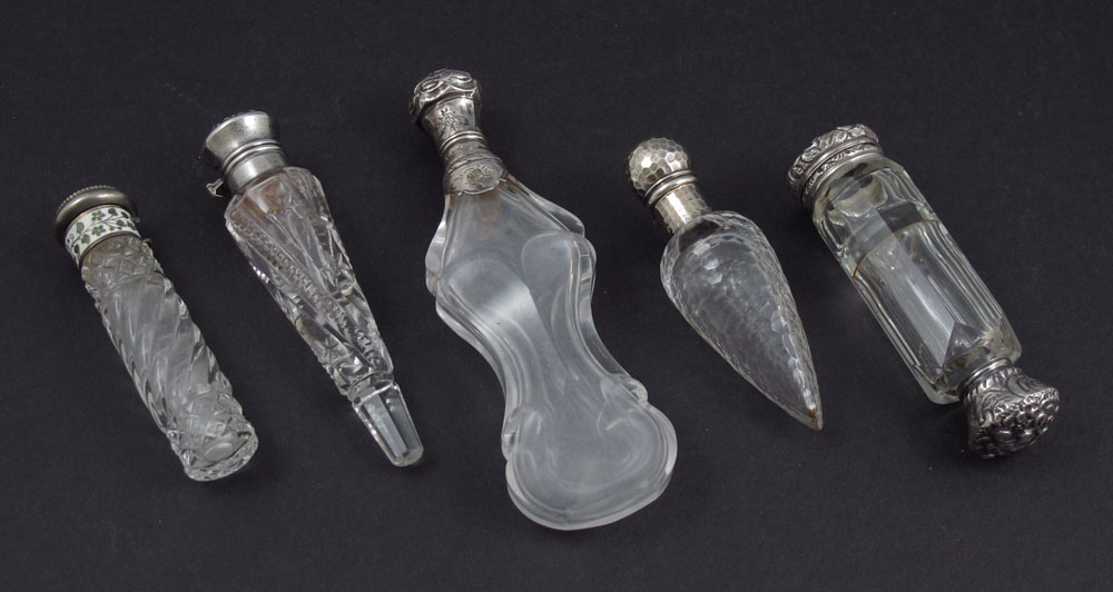 GROUP OF 5 STERLING MOUNTED CRYSTAL