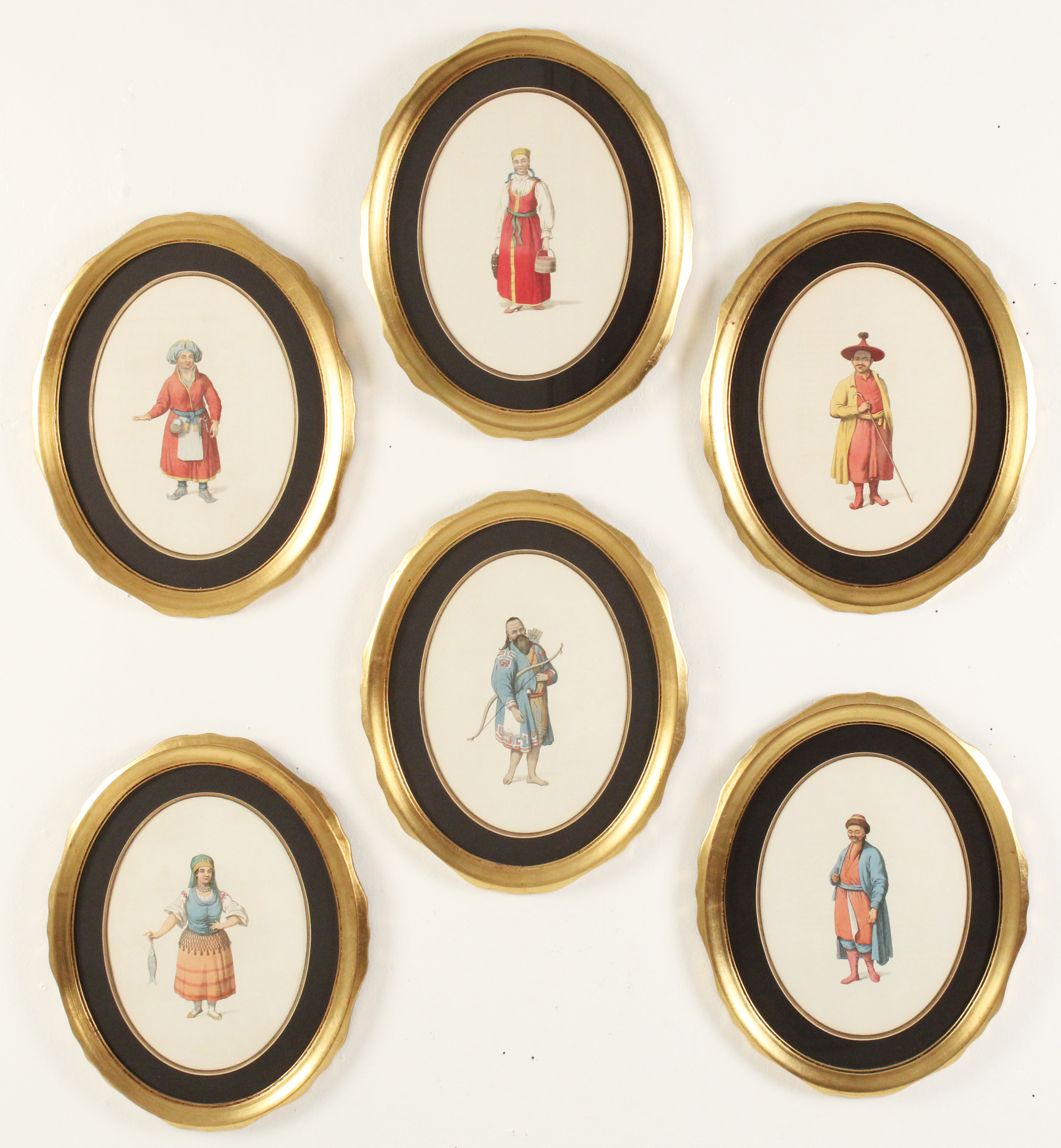 GROUP OF 6 HAND PAINTED LITHOGRAPHS