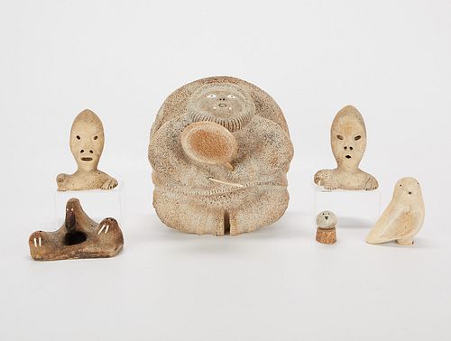 GROUP OF 6 INUIT BONE CARVINGS