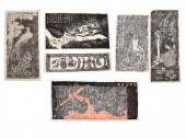 GROUP OF 6 LARGE INK RUBBING O