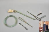GROUP OF 7 BRONZE EAR CLEANER,