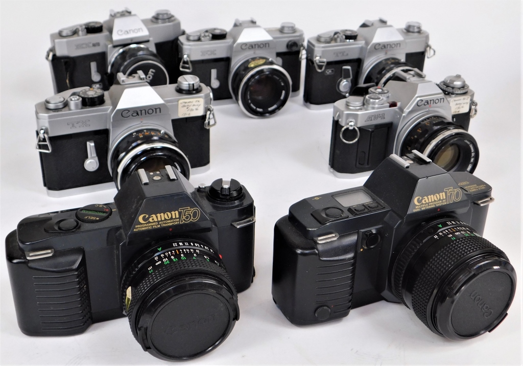 GROUP OF 7 CANON 35MM SLR CAMERAS