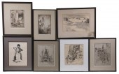 (GROUP OF 7) FRAMED ETCHINGS,