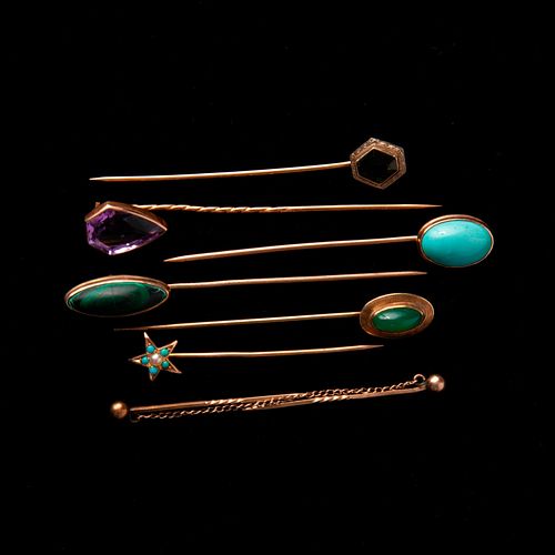 GROUP OF 7 GOLD AND GEMSTONE