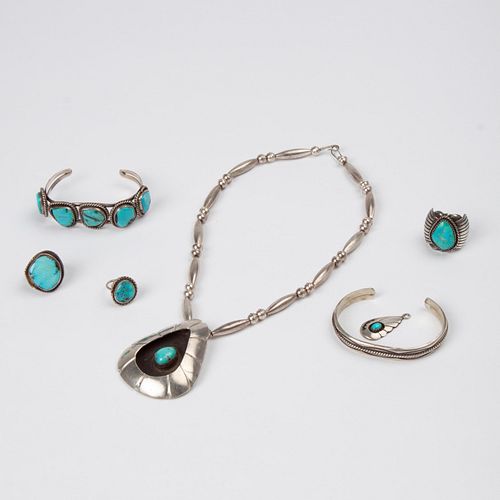 GROUP OF 7 NAVAJO SILVER