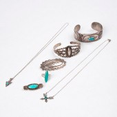 GROUP OF 7 NAVAJO SILVER TURQU