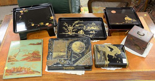 GROUP OF 8 JAPANESE LACQUERED