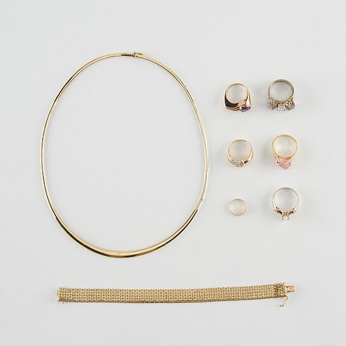 GROUP OF 8 PCS GOLD & STERLING